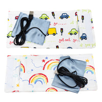 Usb Charging Baby Bottle Warming Cover Set of 2 - Dino & Cars - Rainbow & Cars - Unisex
