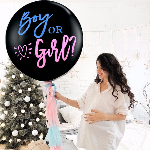 Gender Reveal Balloon with Pink&Blue Confetti