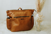 FUNKYMAMA Leather Backpack Nappy Bag (Available in Chocolate and Tan)
