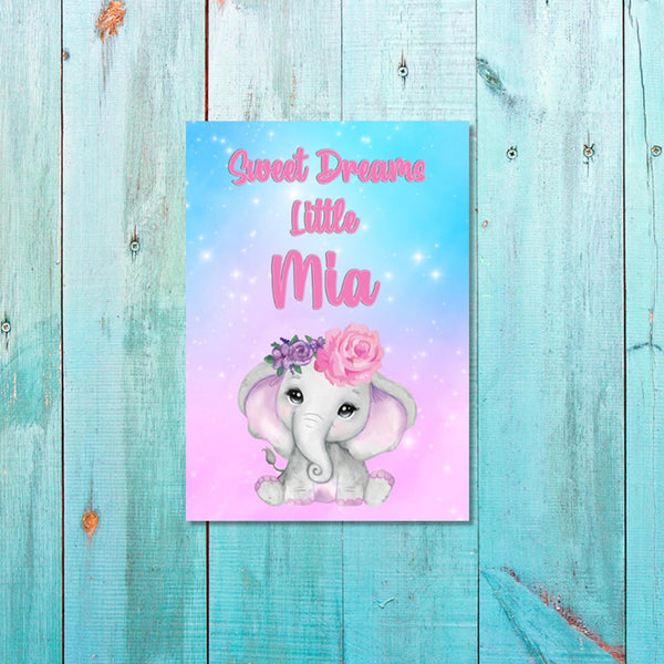 Girls: Set of 1 - Sweet Dreams Elephant Girl Canvas & More 