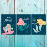 Girls: Set of 3 - Lets-Be-Mermaids (1) Canvas & More 