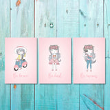 Girls: Set of 3 - Cute Girl Wall Art (2) Canvas & More 