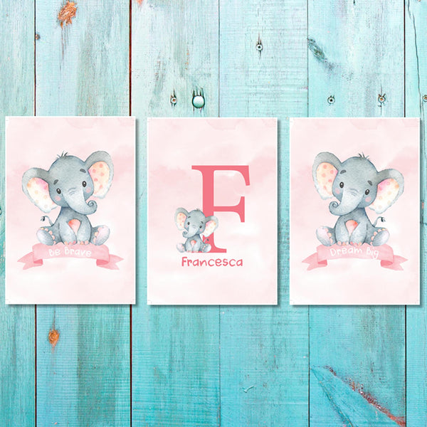 Set of 3 Girls Pink Baby Ellie Canvas & More 