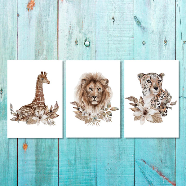Unisex: Set of 3 - Wild Animal prints (1) Canvas & More 